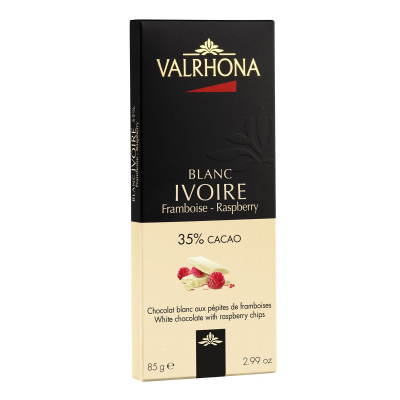 Valrhona IVOIRE s kousky malin 35 %, 85 g